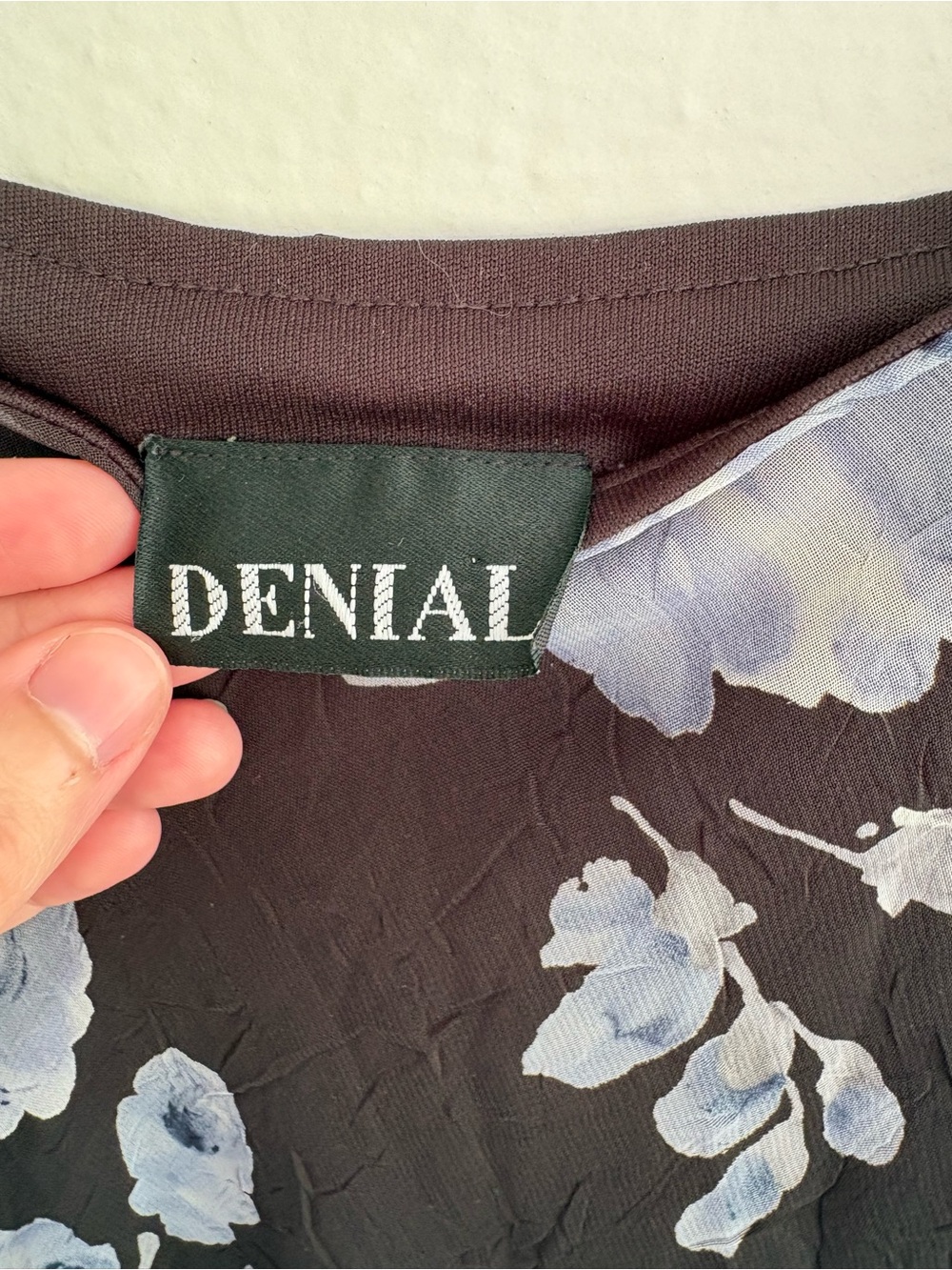 Denial Black Floral Slip Dress Blue Rose Print Size Small Y2K - Picture 3 of 3